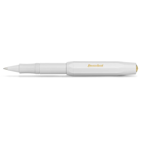 Kaweco CLASSIC SPORT White Gel Ballpoint Pen with 0.7 mm Rollerball Pen Refill for Left-Handed and Right-Handed Users in Classic Design with Ceramic Ball I Gel Roller 13.5 cm
