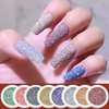8 Colors Sparkling Crystal Diamond Nail Powder,5 PCS Nail Art Tools Nail File Buffer Stainless Steel Dual End Pusher,Nail Glitter Shiny Pigment Powder and Professional Pedicure Manicure Tools
