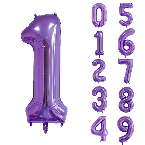 40 inch Big Size Number 1 Foil Helium Balloons Birthday Party Celebration Decoration, Digital Decorations Supplies, Wedding Anniversary Inch Decoration Kids(Purple,Number 1)