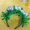 Uranian Light Up Disco Ball Headbands Mirror Balls Hair Bands LED Green Tinsel Hair Hoop Festival 70s Party Costume Hair Accessories for Women
