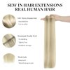 DOORES Sew in Hair Extensions Real Human Hair, Ash Blonde Highlighted Platinum Blonde 22 Inch 110g Natural Weave Hair Remy Human Hair Extensions Full Head Long Straight Sew in Weft Hair Extensions