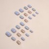 24 Pcs Grey-Blue Press on Nails Short Square - SHANRUN Fake Nails Press ons Spring Glossy Nail Tip Full Cover False Nails with Sequins Glitter Design Glue on Nails Kit Acrylic Nail Art DIY for Women