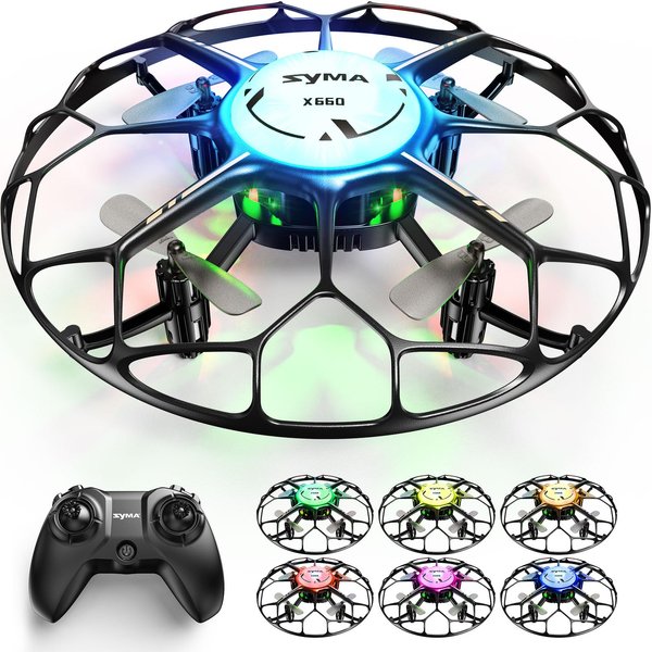 SYMA Drone for Kids with LED, X660 Mini Quadcopter with 3D Flip, Rotary Ascent, Headless Mode, Speed Switch and Full Protection RC Helicopters UFO Toys Gifts for Beginners Adults
