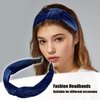 VOCOSTE Velvet Knotted Headbands, Hairband for Women, Navy Blue, 1.2 Inch Wide