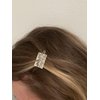 Small silver tone metal plant leaf barrette hair clip clamp fine hair