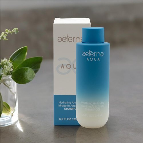 Aeterna AQUA, Natural Hair Care Shampoo, Hydrating Anti Frizz Shampoo, Almond Oil, Linseed Oil, Aloe Vera Leaf Extract, For All Hair Types