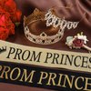 Saintrygo Prince and Princess Crowns Prom Court Sashes Prom Party Favors 80s Prom Tiara Shiny Satin Cosplay for Graduation (Retro Style)