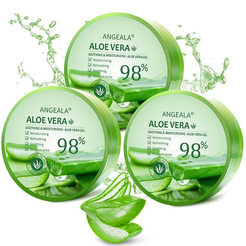 3-Pack Pure Aloe Vera Gel for Face & Body, 98% Pure Aloe Vera Gel for Skin, Scalp, & Hair, Soothing Aloe Face Moisturizer, Multipurpose Skin Care（30oz）