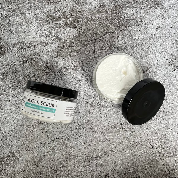 Whipped Soap and Sugar Scrub, Hand and Body Scrub, Gently Exfoliate Your Skin (Eucalyptus Spearmint)