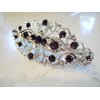 Silver filigree hair clip barrette with purple crystals bridal hair clip
