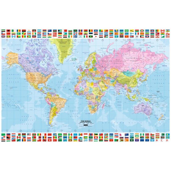World Map Maxi Poster With Flags 24"x36" Art Print Poster