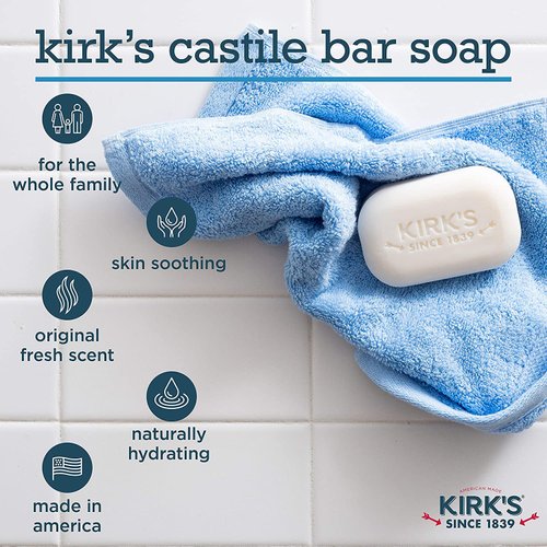 Natural Castile Bar Soap - Kirk's Castile Natural Coco Bar Soap 4oz - 5 Pack