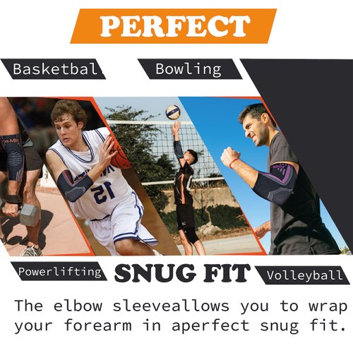 Doc Miller Elbow Compression Sleeve - Tennis Elbow Brace for Men Women - Elbow Brace for Tendonitis, Arthritis, Joint Pain - Volleyball Elbow Pads Arm Sleeve - Pain Relief Golfers Elbow Brace