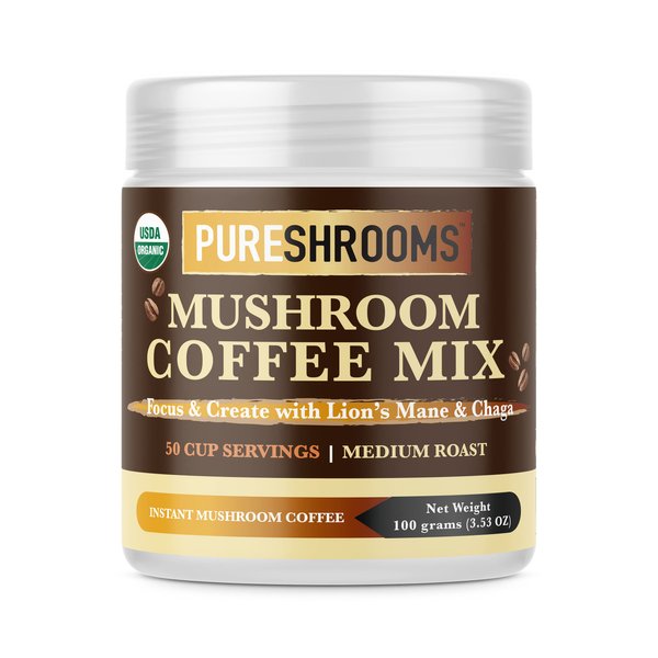Focus & Create Organic Mushroom Coffee with Chaga & Lion’s Mane. Supports Cognition, Digestion, & Immunity - Low Caffeine Coffee Substitute (3.53 oz / 100 Grams)