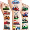 8 Sheets (96PCS) Train Temporary Tattoos Trains Transportation Theme Birthday Party Supplies Decorations Favors Decor Stickers For Kids Gifts Classroom School Prizes Rewards
