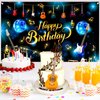 Music Note Birthday Decoration Banner, Musical Note Guitar Happy Birthday Backdrop Rock and Roll Party Decorations Banner Music Karaoke Themed for Boys Girls Adults Birthday Photography Background