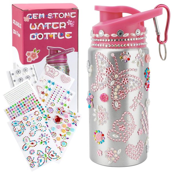Valentines Day Gifts for Kids, Gift for Girls, Decorate Your Own Water Bottle for Girls, Gem Stickers for Kids Age 5-9, Gifts for 6 + Year Old Girls DIY Toys Arts and Crafts Kit Ideas Birthday