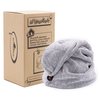 myHomeBody Hair Towel Wrap, Luxury Rapid-Dry Hair-Drying Turban, Ultra Soft and Quick Drying Absorbent Charcoal Fiber, with Coconut Shell Button - Gray