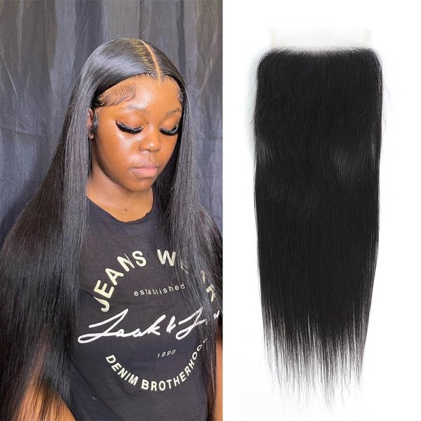 16 Inch 5x5 Transparent HD Lace Closure Only Strasight Hair Closure Unprocessed Brazilian Virgin Remy Human Hair Frontal Closure 100% Human Hair Extensions Pre Plucked with Baby Hair