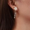Sttiafay Vintage Crystal Flower Drop Earrings Pearl Camellia Earrings White Camellia Stud Earring Gold Linear Rhinestone Earring Jewelry for Women and Girls