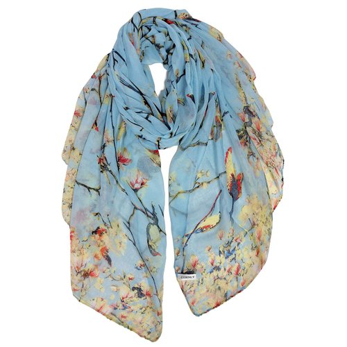 GERINLY Scarfs for Women Lightweight Birds Florals Scarves for Spring Outfits Accessories Head Wear Shawl