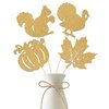 Happy Thanksgiving Day Centerpiece Sticks, Happy Thanksgiving Day Decorations, Autumn Fall Birthday Baby Shower Party Decoration, Turkey Grateful Thankful Party Supplies Gold 12 Pieces