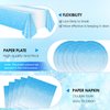 41Pcs Ombre Blue Party Supplies Blue Party Tableware Set Gradient Light Blue Paper Plates Napkins Tablecloth丨Wedding Anniversary Baby Shower Birthday Party Decorations Supplies,Serve 20