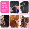 Beauty & Crafts Hair Extension Tools- Stainless Steel Pliers Set for Micro Beads- 1 Crochet Needle 1 Pulling Hook with Tail Comb- Micro Links Tool Kit with Leather Pouch- (Pink)
