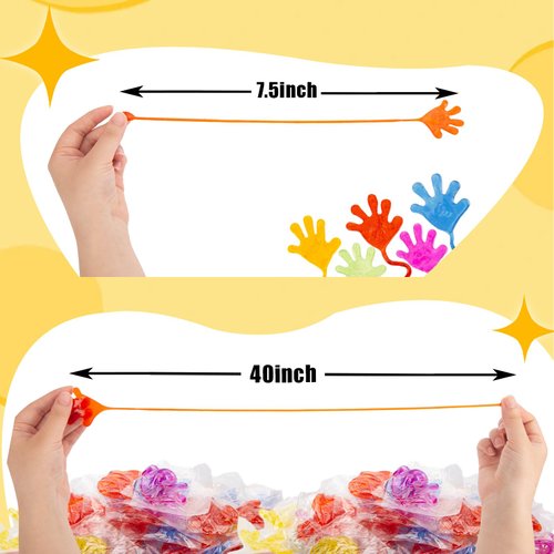 AMOR PRESENT 120PCS Sticky Hands for Kids, Glowing Sticky Hands Small Glitter Sticky Fingers Slime Stretchy Toys for Party Favors Goodie Bag Pinata Stuffers Kids Return Gift Classroom Prizes