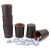RERIVER Felt-Lined PU Leather Dice Cup Set, 6 Quiet Dice Shaker Cups with 36 Dices for Bar Party Yahtzee Farkle Dice Games, Coffee