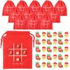 Pasimy 40 Set Christmas Party Favors Tic Tac Toe Game Set Includes 40 Drawstring Gift Bags 400 Mini Eraser Game for Girls Boys Festival Outdoor Travel Classroom Family Supplies(Santa Claus,red)