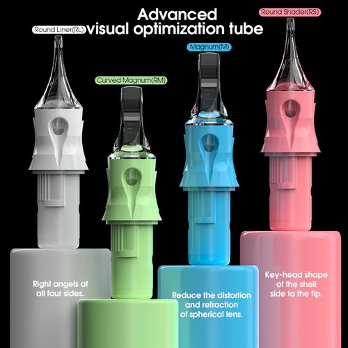 Dragonhawk Tattoo Cartridges Needles for Studio Artists, Disposable Standard Tattoo Needles Kit by Dragonhawklabs, 50Pcs Mixed Sizes 1007RM, 1009RM, 1001RL, 1003RL, 1005RL