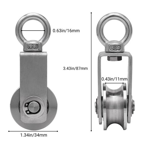 SHINICO Cable Pulley Wheel Stainless Steel, Bearing Inside, Rope Pulley for Pulley System, Gym Equipment, Clothesline, 2 Pack