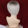 MIMAN Short Platinum Blonde Pixie Cut Wig Fluffy Short Hair Wigs with Bangs Dark Color Roots Layered Hair Natural Looking Synthetic Wig Halloween Costumes Wigs for Women