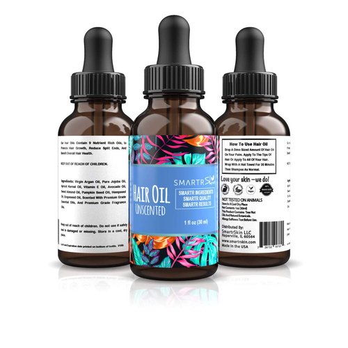 Hair Oil for Hair Growth for Women - Contains Jojoba Oil, Argon Oil, Vitamin E, Sweet Almond Oil, Aloe Vera, Grapeseed Oil - For Dandruff, Split End Repair, Scalp Treatment (Unscented)