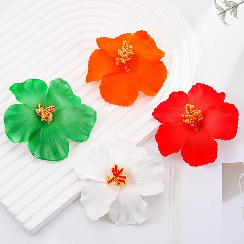 Haomye Hawaiian Flower Hair Clip Plumeria Floral Hair Pin Hibiscus Flower Hair Clips for Summer Beach Hair Accessories 4pcs