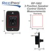 RecPro RV Speaker Switch 3-Position Control Panel | Labeled Twist Knob | Play Audio from Inside, Outside, or Both | Interior/Exterior Music and Sound Control