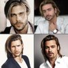 HAEIGTD Blonde Men's Long Wigs with Rock Retro Style Layered Realistic Hair Individuality and Coolness Natural Layered Fluffy Wig Daily Synthetic