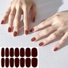 WOKOTO 20 Sheets Dark Solid Color Series Nail Polish Strips Stickers with Nail File Self-Adhesive Punk Rock Gel Nail Strips Full Nail Wraps for Women Nails Art