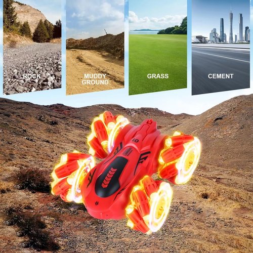 Zokugar Gesture Sensing RC Stunt Car,360° Spins Double Sided Hand Controlled RC Car Glove Controlled Twist Remote Control Car with Lights Music Birthday Gifts Toys for Boys Age 6 7 8 9 10 11 12