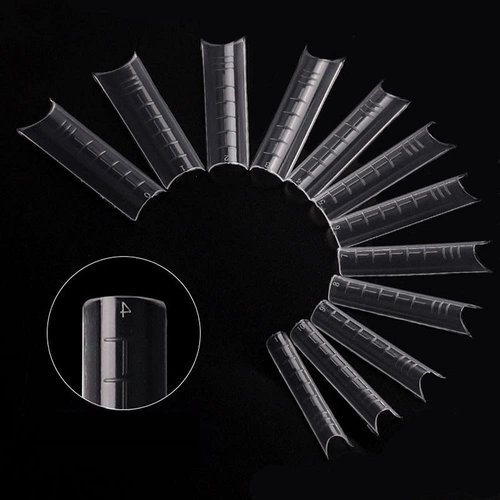 enForten 120PCS Dual Nail Forms C Curve U Shape Nail Gel Nail tips Acrylic Nail System Forms Clear Fake Nail Molds 12 Sizes with Scale