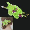 2PCS Hawaiian Orchid Flower Hair Clips Flowers Alligator Clips Hairpins Holiday Travel Wedding Decoration Hair Accessories For Women Lady Bridal (White Green)
