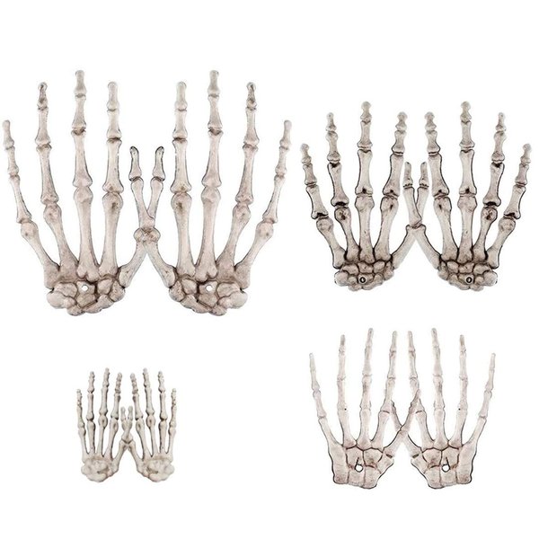 8 Pack Halloween Skeleton Hands Realistic Life Size Severed Plastic Skeleton Hands for Halloween Themed Party Decoration Props