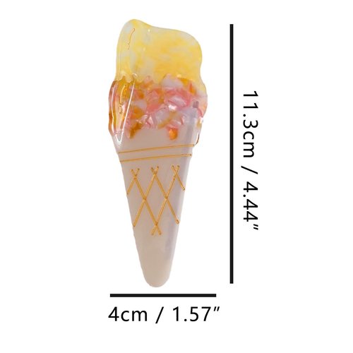 Ice Cream Acetate Claw Clip,Acetate Hair Clips,Big Hair Clips for Women,Orange