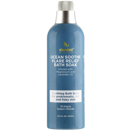 Abundant Natural Health Ocean Soothe Bath Soak ⎸ Lavender Oil with Magnesium Salt Concentration to Relieve Flare-Ups of Dry Flaky Skin ⎸ All Natural Moisturizer Soak, Hydrate Sensitive Skin (500mL)