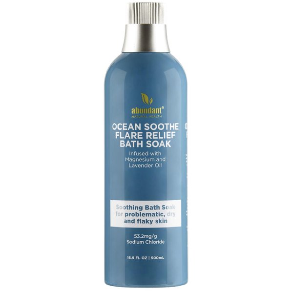 Abundant Natural Health Ocean Soothe Bath Soak ⎸ Lavender Oil with Magnesium Salt Concentration to Relieve Flare-Ups of Dry Flaky Skin ⎸ All Natural Moisturizer Soak, Hydrate Sensitive Skin (500mL)