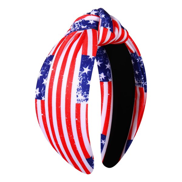 vokone 4th of July Headband Red White Blue Stripe Knotted Headband for Women Independence Day Holiday Patriotic Party Headband Hair Accessories Gifts for Girls