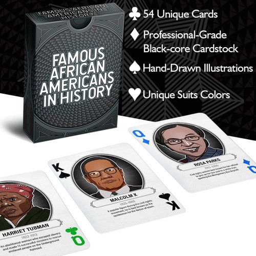 Whalebacon Famous African Americans in History Playing Cards – Professional Premium Quality – Standard Size – Great for Poker, Blackjack