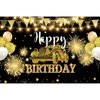 Black and Gold Happy Birthday Backdrop Banner for Women Men Birthday Party Backdrop, Classic Car Happy Birthday Sign Party Decorations Supplies (10X8FT, Polyester)