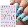 Ocean Nail Art Stickers Decals 3D Beach Nail Self-Adhesive Sticker Designs Jellyfish Shell Whale Mermaid Seagull Summer Seaside Nail Transfer Decal Supplies for Women Girls Manicure Art